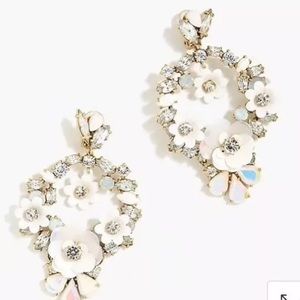 NWT J. Crew white floral blossom flower earrings